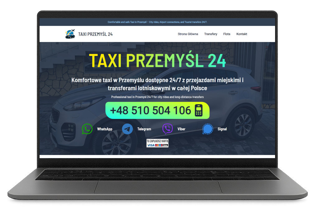 Strona www Taxi Przemyśl 24 - Transfery lotniskowe