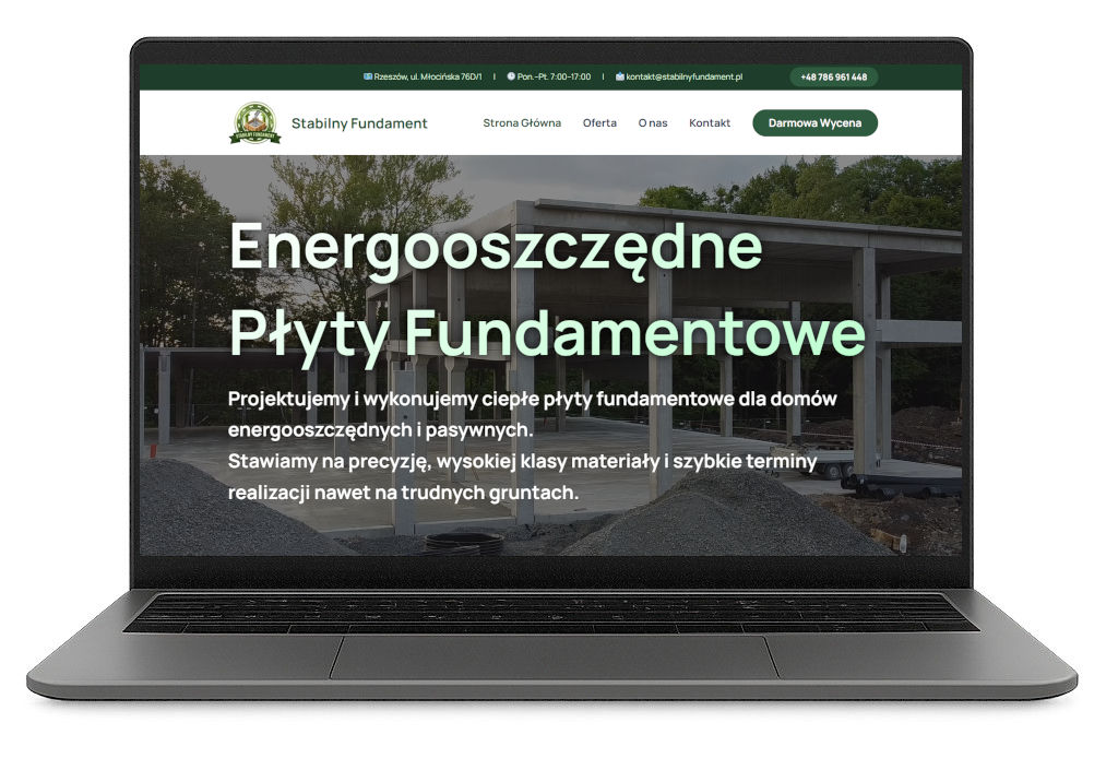 Strona internetowa dla klienta Stabilny Fundament